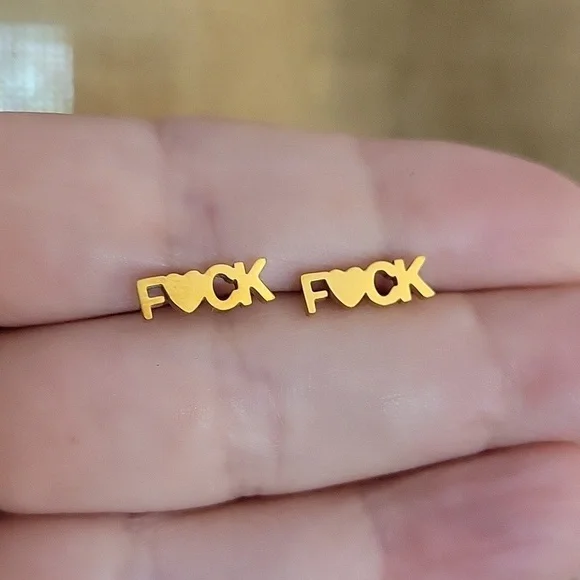 F BOMB Profanity Stud Earrings, choice of color - Picture 8 of 9